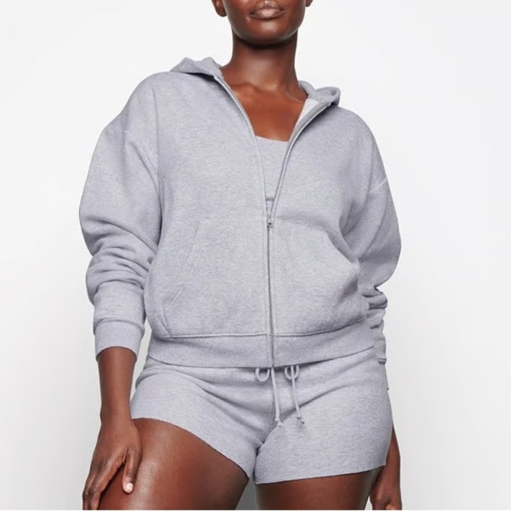 Skims Cotton Fleece Classic Zip Up Hoodie